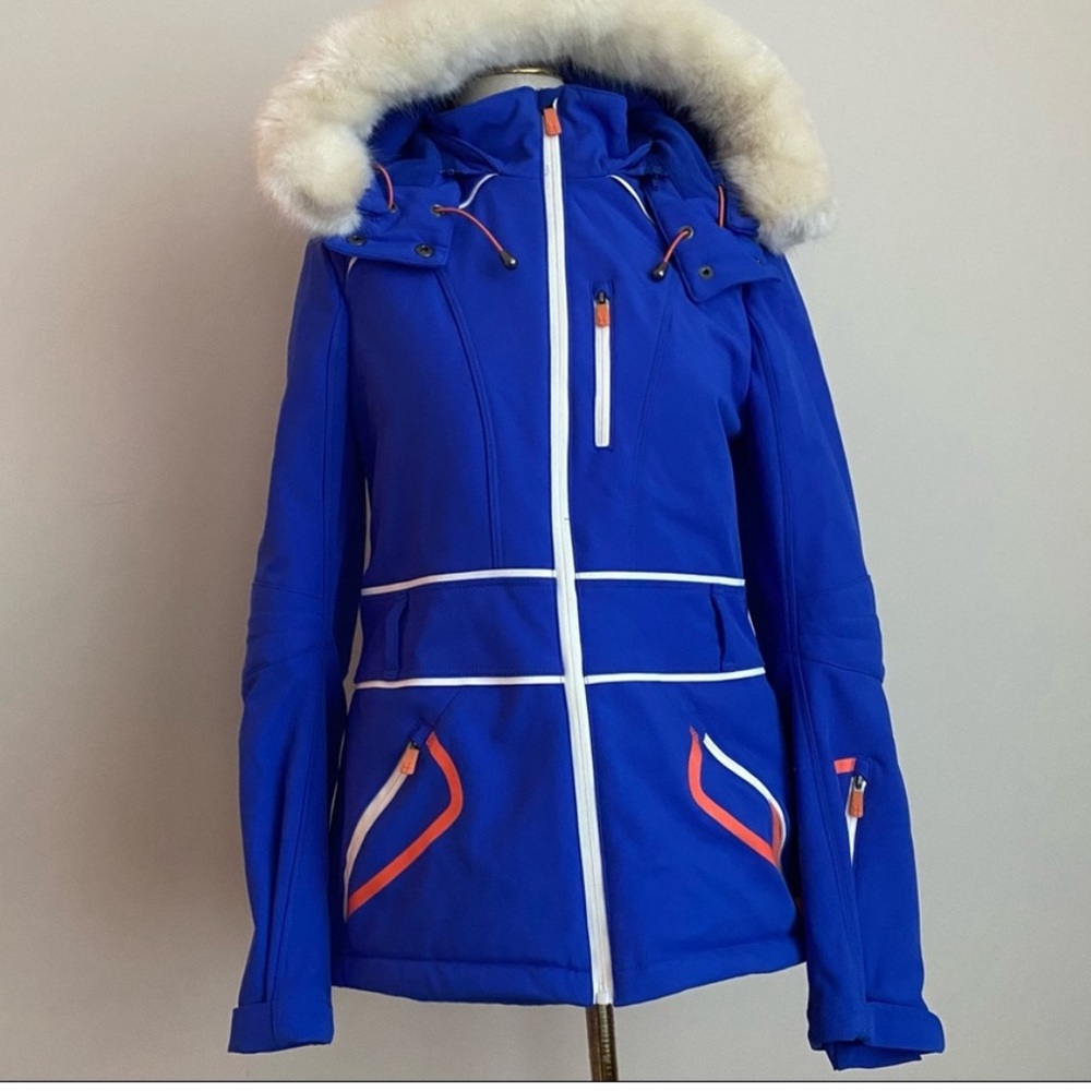 Sweaty Betty Exploration Ski Jacket in Astro Blue Orange